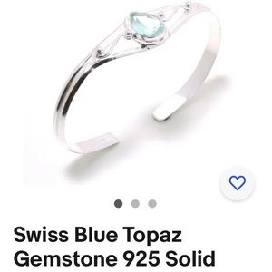 BN-Blue Topaz Solid 925 Sterling Silver Handmade Cuff Bracelet